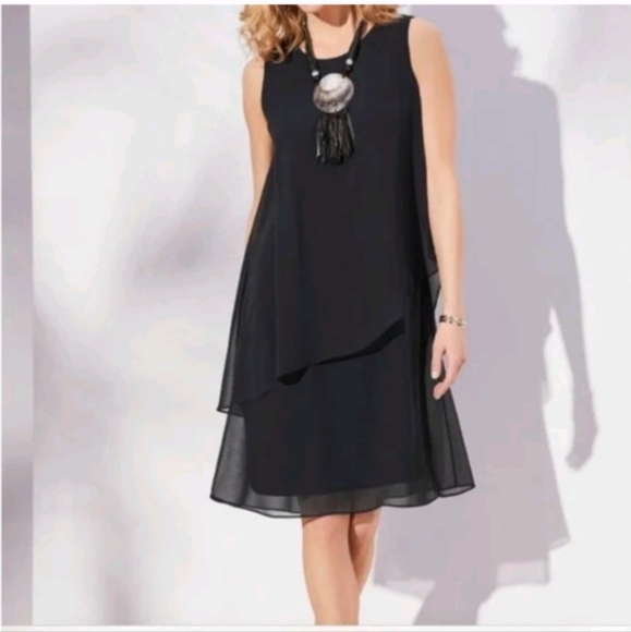 NWT Soft Surroundings Ocean Drive Tiered Black Dress Sz Xl - Picture 1 of 9